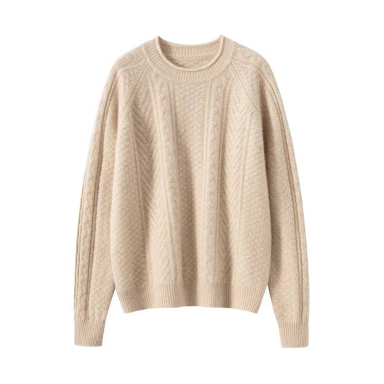 2025秋冬新款羊绒衫女100%纯羊绒圆领假两件休闲针织套衫保暖上衣，女装羊绒衫，戎美山