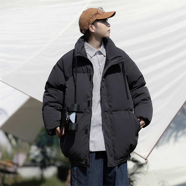 日系复古宽松立领加厚服冬季保暖纯色工装衣外套男W6200-P82,男装棉衣,星座512-3