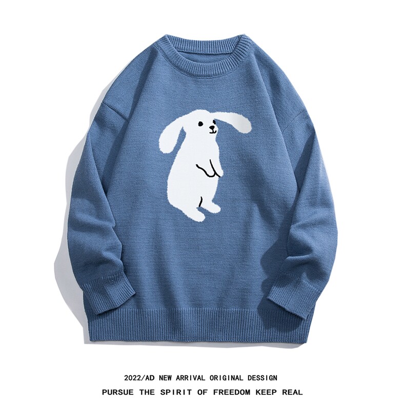 白底22秋冬新款ins时尚设计感印花保暖圆领套头毛衣M1056P50控68，男装针织衫/毛衣，电商A247-1