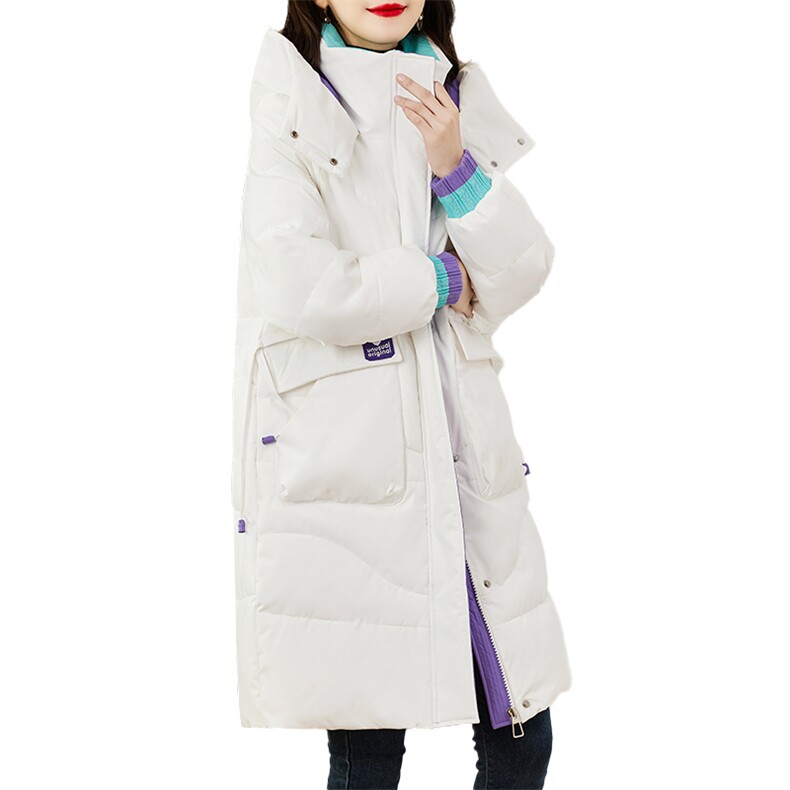 现货90白鸭绒羽绒服女连帽新款长款面包服时尚宽松休闲保,女装羽绒服,贵人树