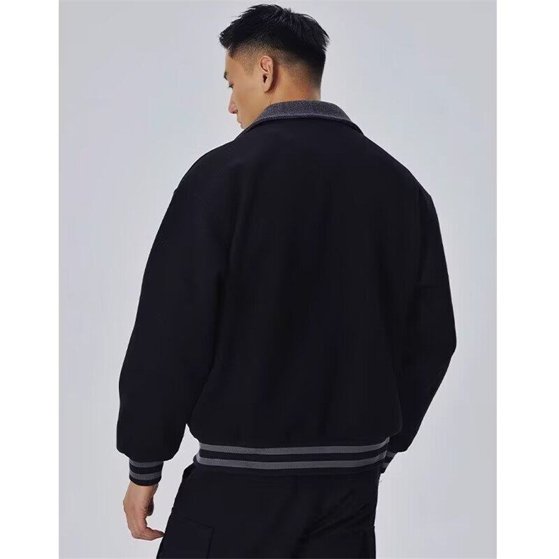 W9558-P65网图现货美式高街撞色拼接毛呢棒球服夹克外套,男装夹克,星座1608-2