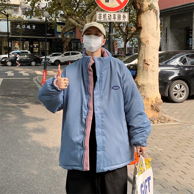 双面穿立领摇粒衣男冬季加厚潮牌ins宽松服外套W2216-P90,男装棉衣,星座512-4