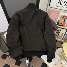 黑色短款羽绒服男款秋冬季美式痞帅高级感棉衣外套廓形立领面包服，男装棉衣，星座410-7