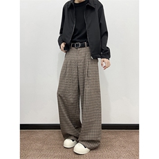千鸟格裤子小众阔腿工装裤男士宽松日系灯笼裤春秋季K0337-P53，男装工装外套，星座308B-2