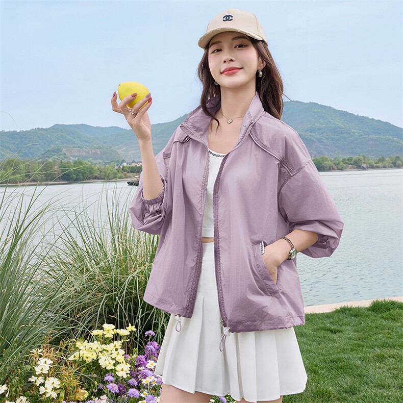 LAREEY气质户外防晒衣短款夏季透气防紫外线小个子日常轻薄外套,女装防晒衣,依路服饰