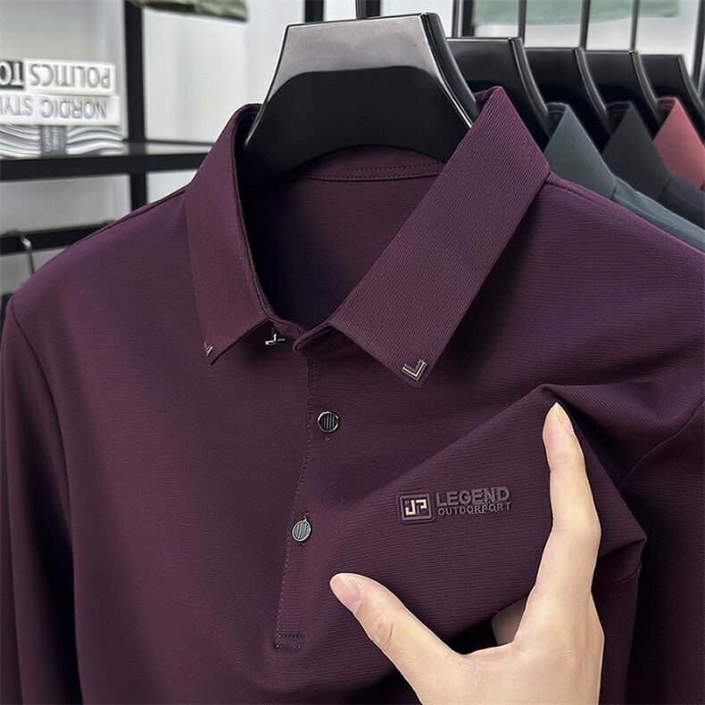 长袖t恤男士2025年春秋季新款打底上衣服商务休闲Polo衫男,男装T恤,电商B212（原钱塘6029）