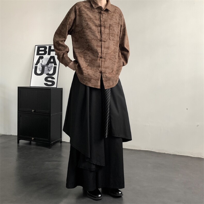 2025秋冬新款灯芯绒清明上河图新中式盘扣唐装汉服2535-P60,男装民族服装,电商A057