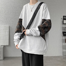8XL-M春秋季圆领拼接撞色民族风卫衣男新款潮牌上衣服WY005P58，男装民族服装，电商B312