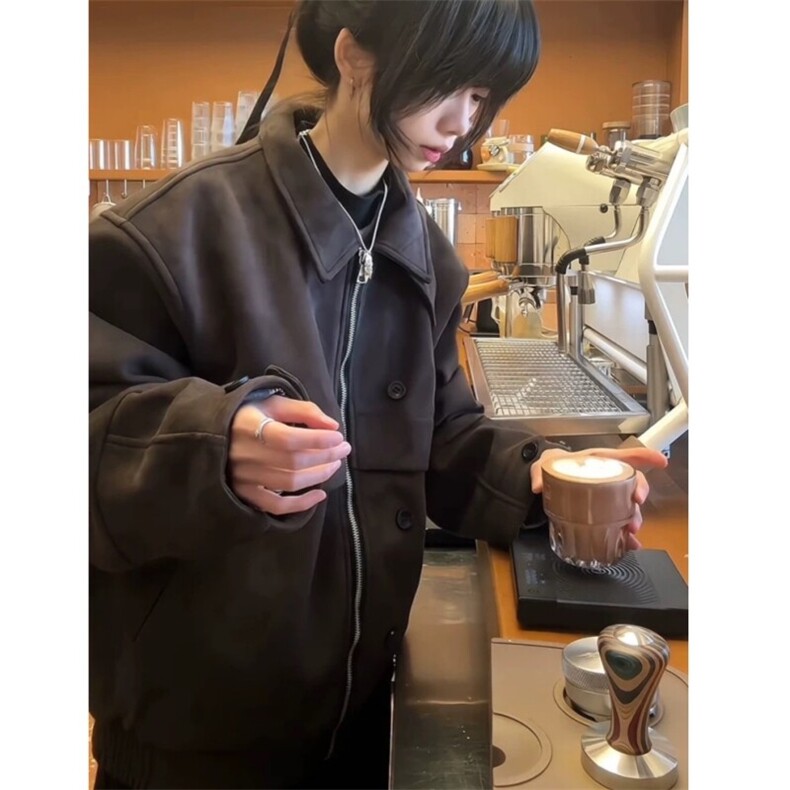现货自制老钱棕千鸟格内哈灵顿夹克鹿皮顿,男装夹克,星座910A