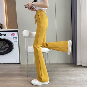 美式黑色微喇叭卫裤女秋新款高腰显瘦春夏小个子运动休闲裤图片