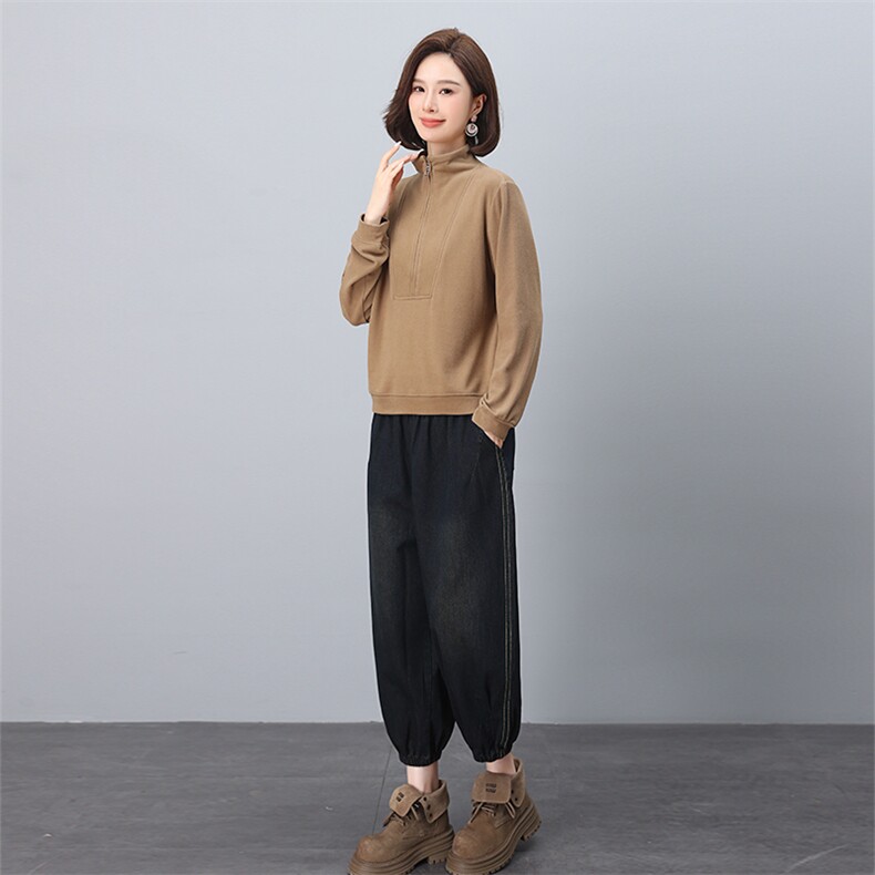 时尚简约女装套装优雅气质长袖上衣配宽松休闲裤舒适百搭两件套,女装套装/套裙,叶笙衣