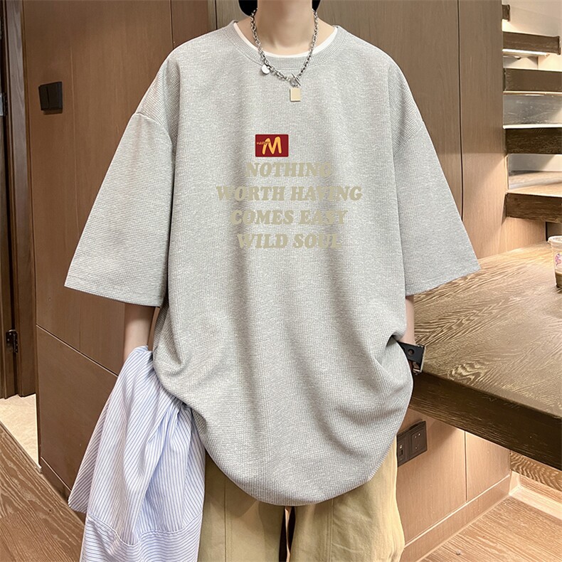 华夫格t恤男短袖男大码五分袖酒店风HT73363-P22,男装T恤,电商A040