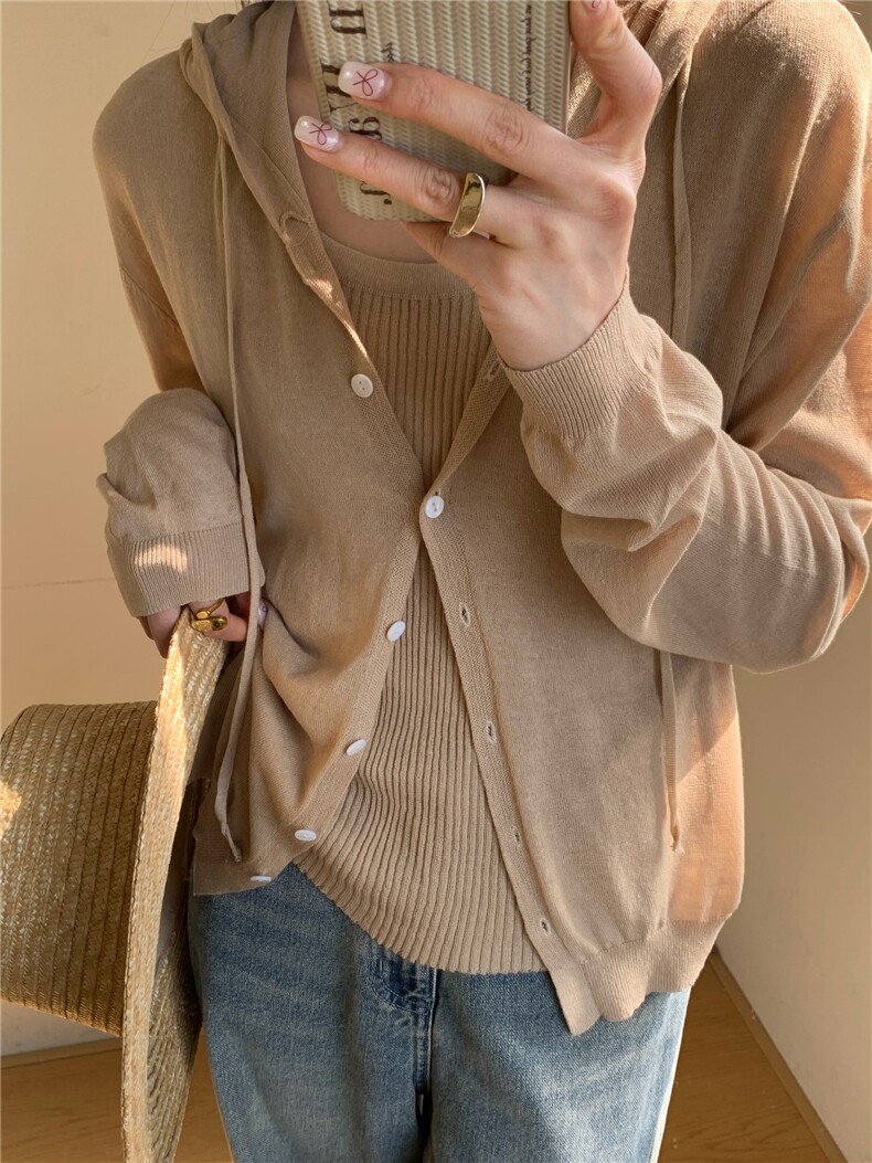 简约百搭长袖开衫女宽松休闲针织外套,针织衫/毛衣,伟祺羊绒