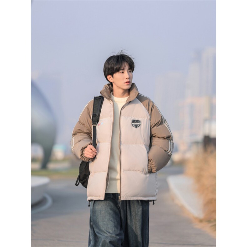 美式撞色侧条纹棉衣男秋冬季宽松潮牌加厚情侣棉服外套P108X178,男装棉衣,星座803