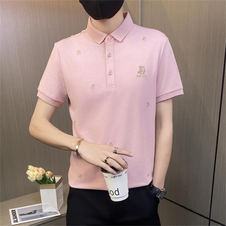 PL045-特P40控65夏季翻领短袖polo衫男时尚百搭个性休闲欧货潮衣,男装Polo衫,电商D310B-1