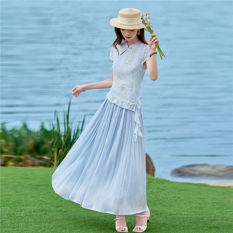 2026年夏季女高级感新中式刺绣花色套裙,女装套装/套裙,贝蕾酷儿