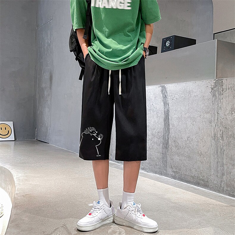 QK72166-P25冰丝七分裤男大码速干短裤男五分裤 港风图片