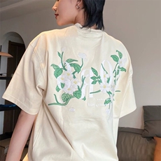 重磅纯棉刺绣短袖T恤男女潮牌上衣衣服夏季情侣美式半袖，男装T恤，星座506A