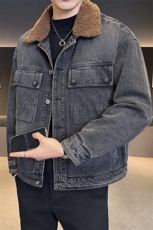 工装牛仔夹克男2025冬款加绒加厚羊羔毛外套男上衣B317/J616/P165，男装夹克，电商B317