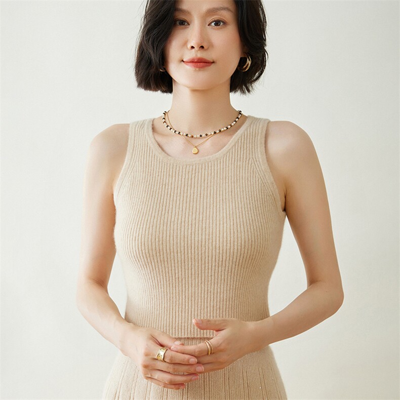 时尚百搭短款背心修身显瘦针织吊带优雅气质女装上衣，女装背心吊带，迎冬羊绒