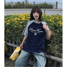 抖音得物品质二开240克宽松纯棉美式潮牌插肩三杠织带短袖T恤，男装T恤，电商A486