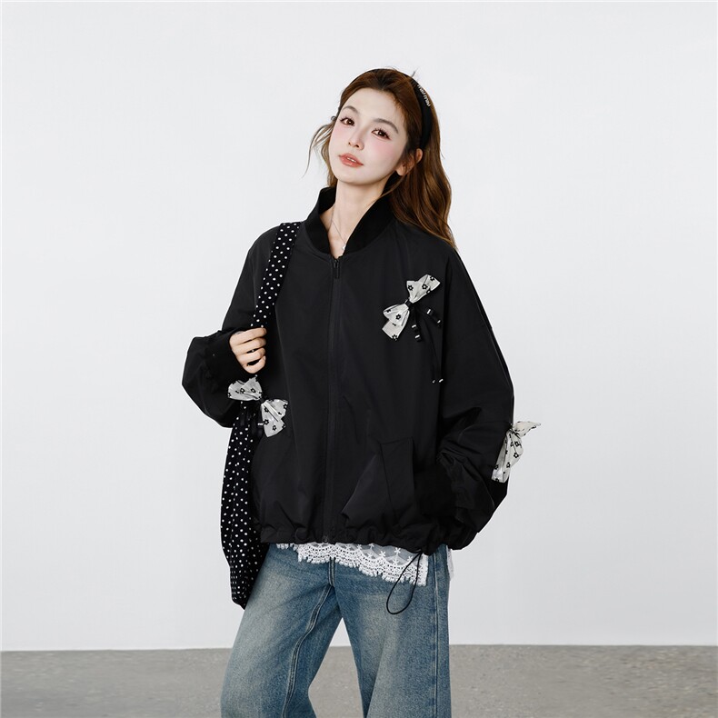 2026新款春装黑色蝴蝶结短外套2D009-2602P145控238,女装短外套,2D009