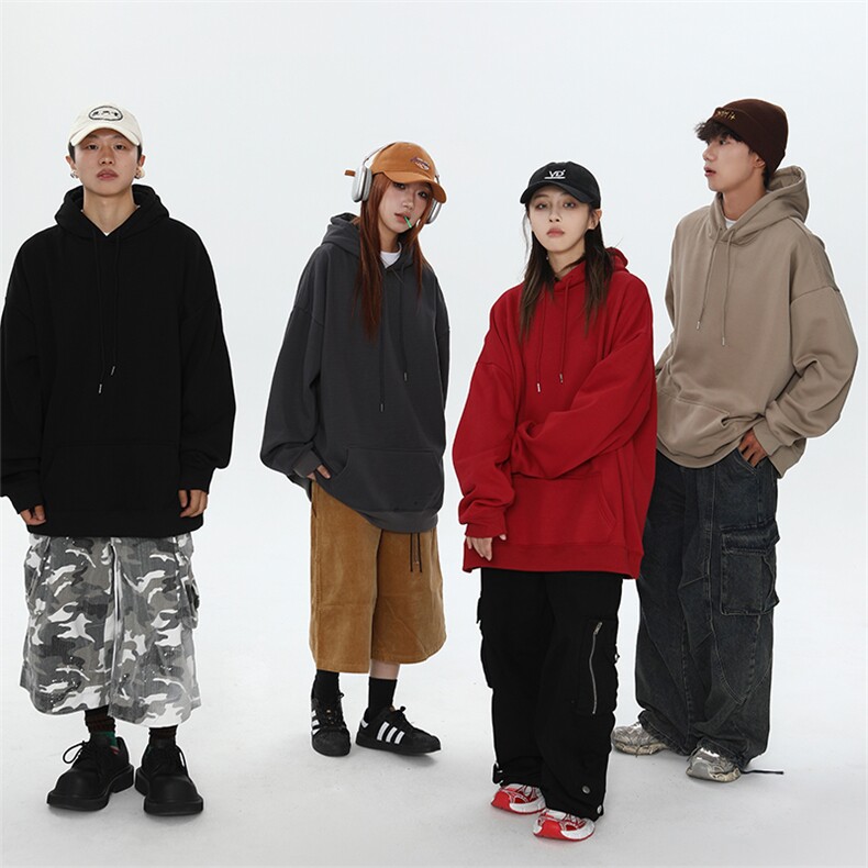 抖音得物 高品质二开 支持退换 25秋冬全棉宽松连帽纯色卫衣HM09图片