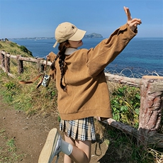 美式复古驼色灯芯绒外套女春秋独特漂亮休闲减龄超火好看夹克上衣，女装短外套，浙宝189