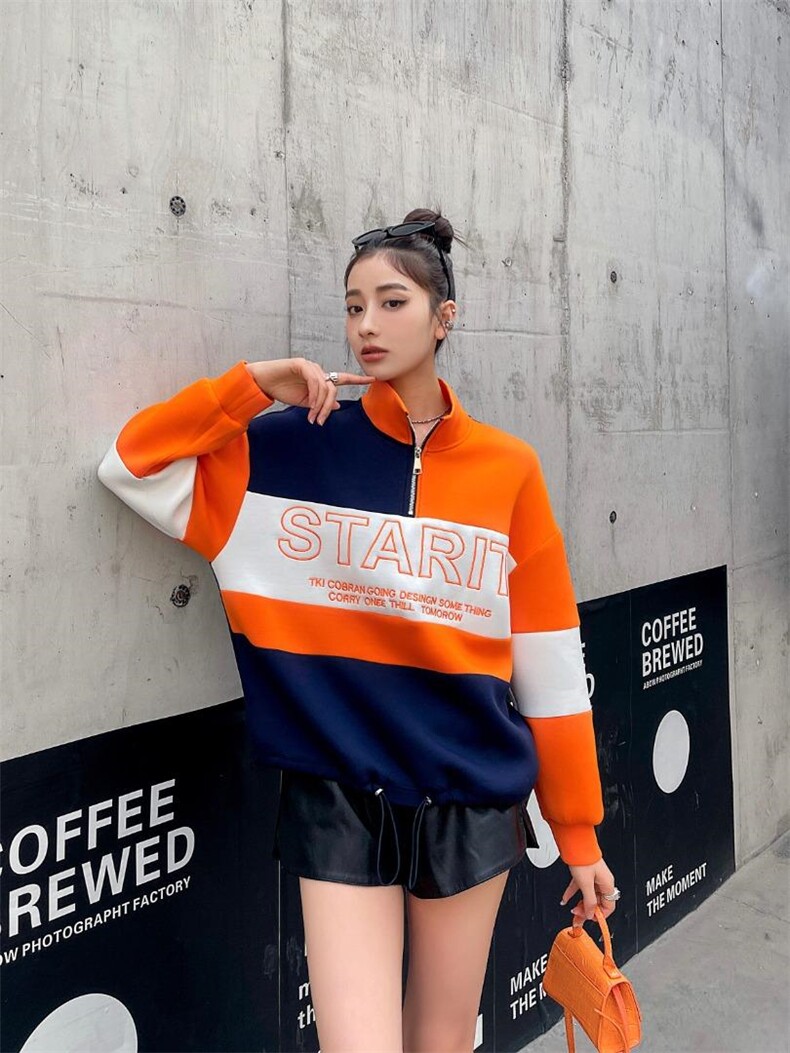 拼色空气卫衣，女装卫衣/绒衫，韩外