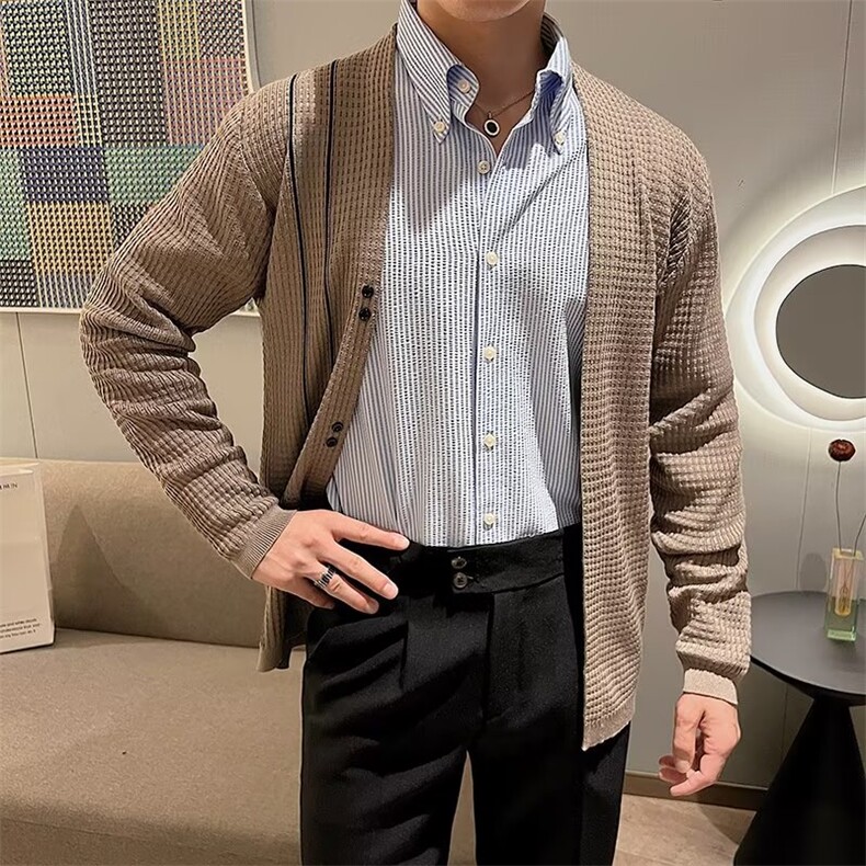 秋上新Cleanfit丝光棉经典开衫毛衣男V领针织衫外套M829/P65,男装针织衫/毛衣,星座506