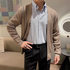 秋上新Cleanfit丝光棉经典开衫毛衣男V领针织衫外套M829/P65，男装针织衫/毛衣，星座506