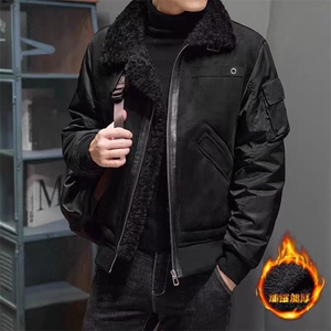 (网图)皮毛一体复古外套加绒鹿皮绒机车服外套夹克313B-8906-P180图片