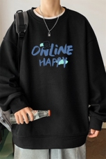 华夫格！2023秋冬新款男士圆领卫衣印花长袖HWY02P30加绒P40，男装卫衣，电商B220