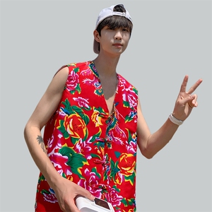 MJ02男女休闲大码盘扣风马甲外套情侣装结婚喜庆团队服新中式图片