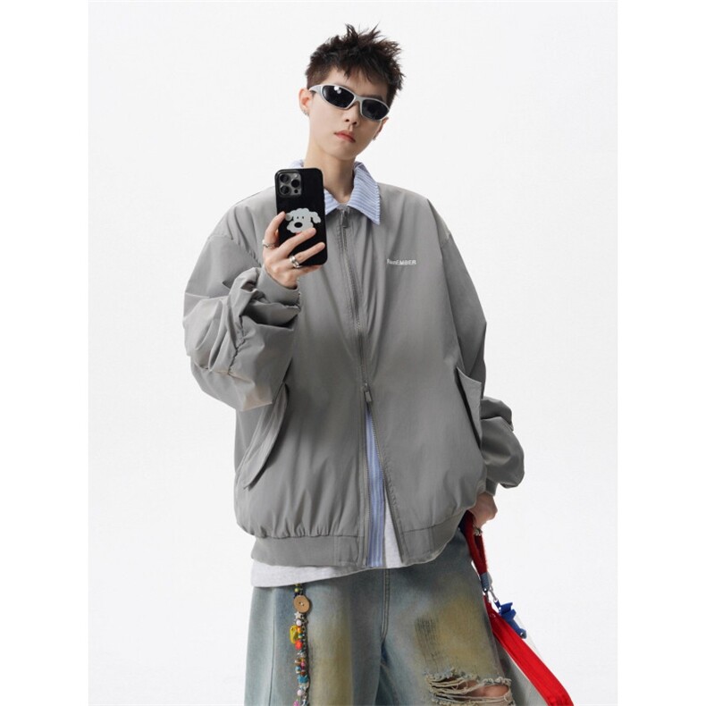 网图现货美式复古假两件翻领棒球服夹克外套中性风RJ9001-P75,男装夹克,星座1005-4