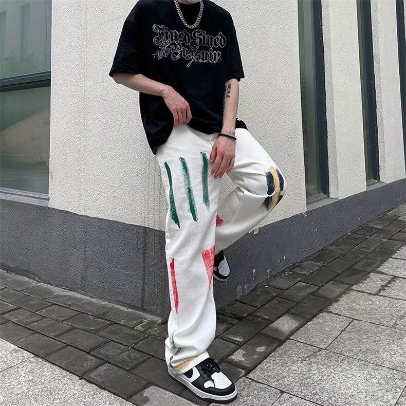 牛仔裤男秋季潮大码休闲裤子泼墨牛仔裤G093P40,男装牛仔裤,星座1116-2