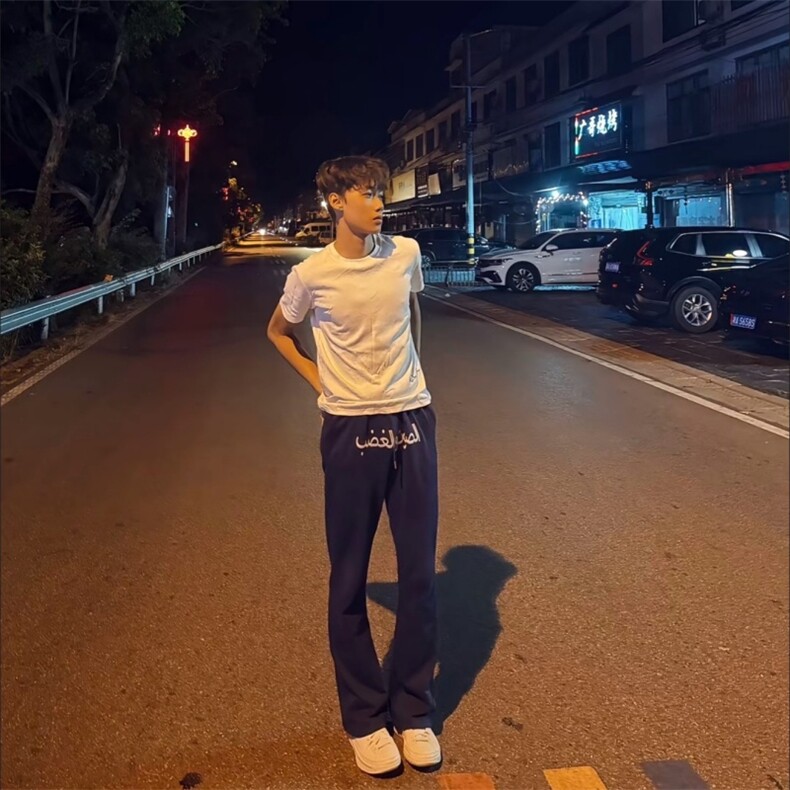 美式高街潮牌男女运动休闲裤直筒宽松慵懒显瘦印花休闲卫裤子,男装休闲裤,电商A486