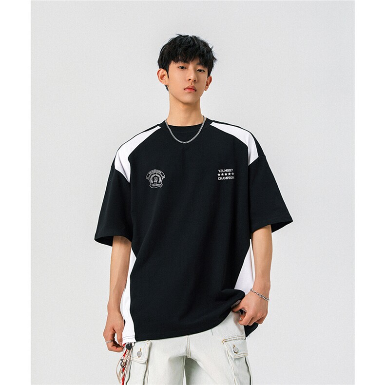 1凉感双色拼接设计羽毛球球服大码M-5XL短袖T恤男DX78029P50控78图片