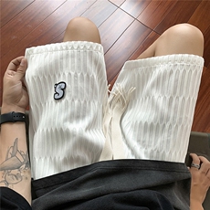 港风冰丝弧形特色面料短裤男士中裤男潮流五分裤DK8782P40控59，男装牛仔裤，星座227-7