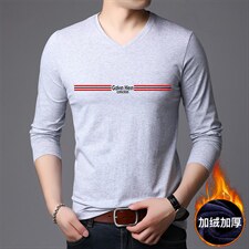 G5131t恤男装上衣V领打底衫长袖纯棉秋季修身男士潮流P43图片