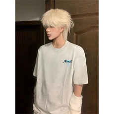 抖音得物210克现货宽松纯棉美式潮牌印花落肩袖纯棉T恤AT21138，男装T恤，电商A443
