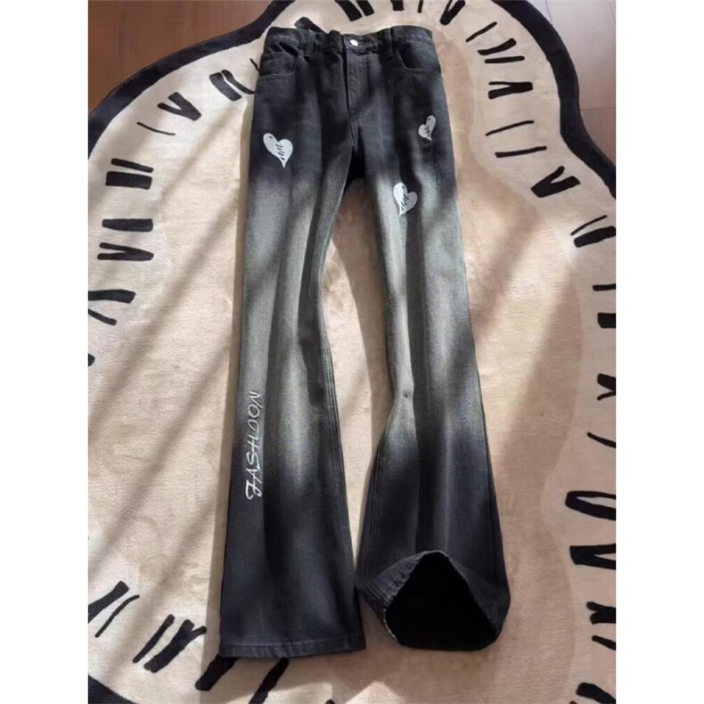 春季刺绣牛仔裤男痞帅微喇裤子vibe高街宽松直筒休闲裤LB2733-P47,男装牛仔裤,星座1008