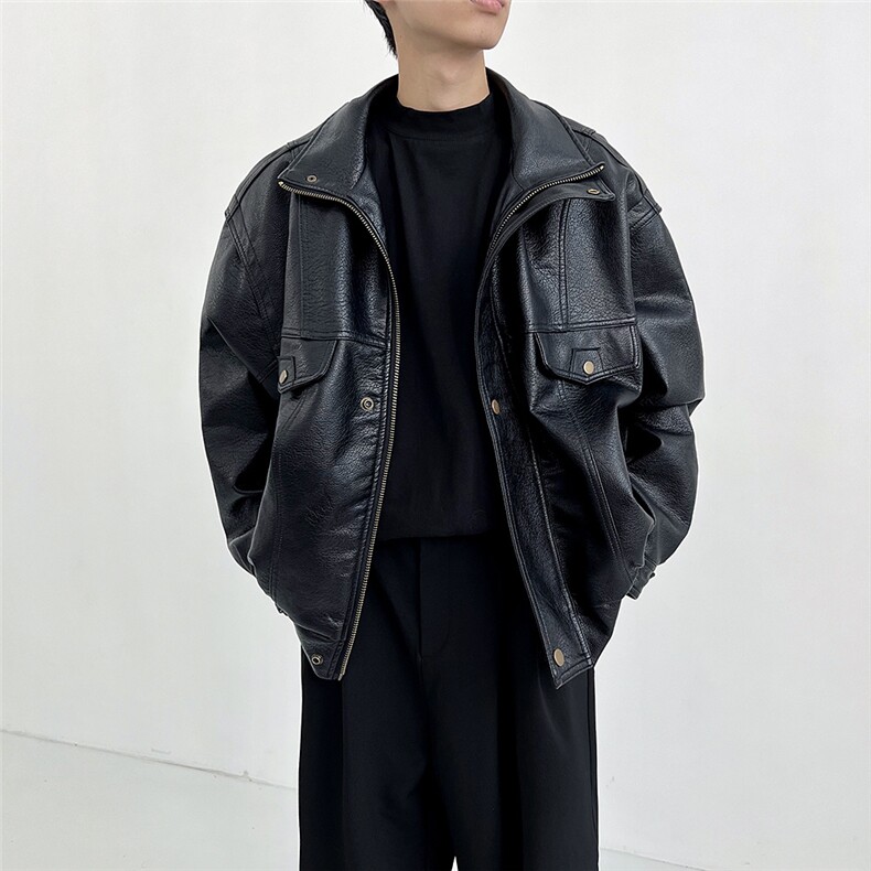 J516-P66复古解构设计感水洗牛仔外套男女休闲小众设计反穿夹克,男装工装外套,电商B323A