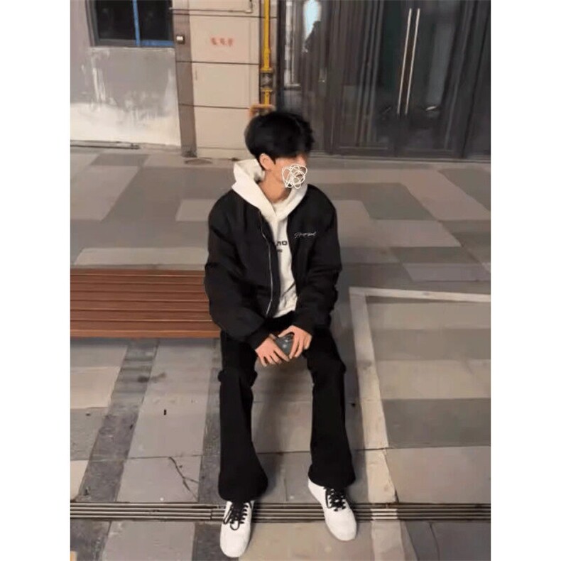 美式复古黑色飞行员夹克男春秋高街潮牌棒球服情侣外套9211-P55,男装夹克,星座1001-1