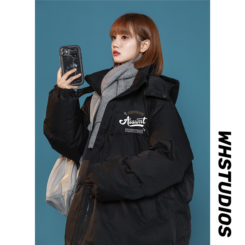 中性风22秋冬潮牌字母印花立领面包服连帽棉衣外套MY206P115控158,男装棉衣,A247A