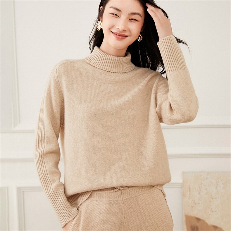 半高领打底衫女2024新款内搭显瘦35%山羊绒衫,女装羊绒衫,杭跃羊绒