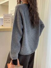 2026年秋季套头时尚百搭通勤简约休闲花边圆领，女装羊毛衫，佳弈羊绒