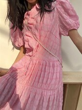 斜襟压褶娃娃裙，其它，五和六季