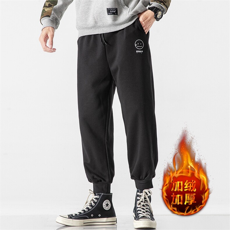 K12072-P40 加绒P50 束脚纯棉运动裤男士休闲裤大码宽松卫裤男图片