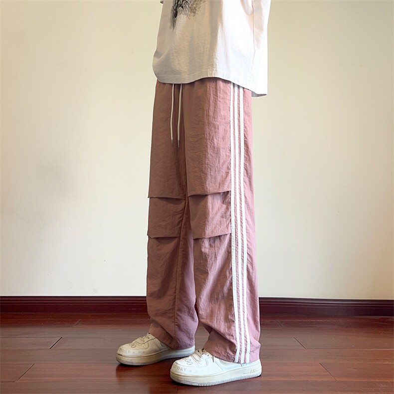 直播数据款春季新款撞色侧条纹伞兵裤宽松直筒休闲裤K501-P32,男装休闲裤,星座914-3